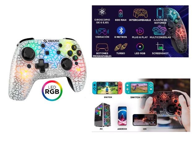 &u+ JOYSTICK NINTENDO SWITCH RGB CRAKELADO BLANCO (98530) (568C)